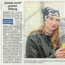 Bericht über domino-world im Oranienburger Generalanzeiger vom 12.09.17
